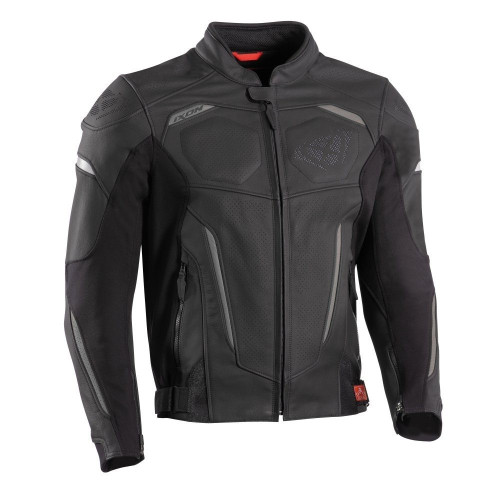 Geaca (jacheta) motociclete barbati piele Racing/Roadster Ixon vara model Ceros culoare: negru