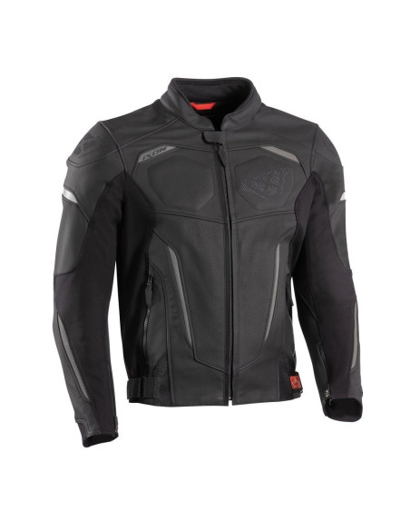 Geaca (jacheta) motociclete barbati piele Racing/Roadster Ixon vara model Ceros culoare: negru