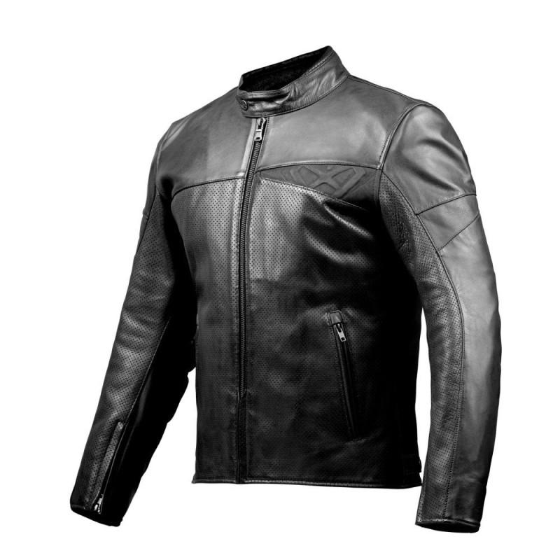 Geaca (jacheta) motociclete barbati piele Urban/Heritage Ixon vara model Cranky Air MS culoare: negru