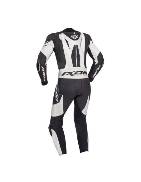 Costum (combinezon) motociclete barbati piele Ixon vara model Jackal MS culoare: negru/alb
