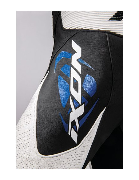 Costum (combinezon) motociclete barbati piele Ixon vara model Jackal MS culoare: negru/alb