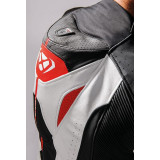 Costum (combinezon) motociclete barbati piele Ixon vara model Jackal MS culoare: negru/alb