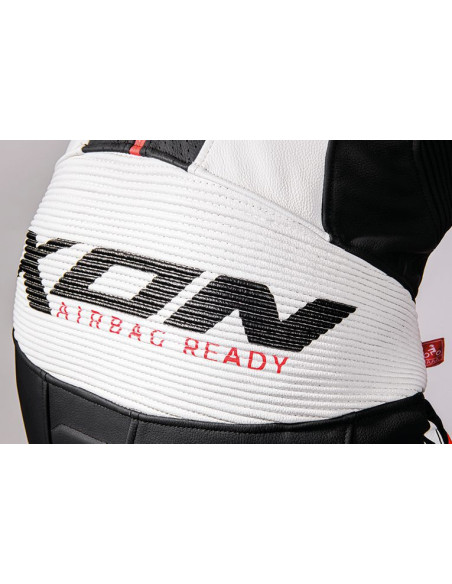 Costum (combinezon) motociclete barbati piele Ixon vara model Jackal MS culoare: negru/alb