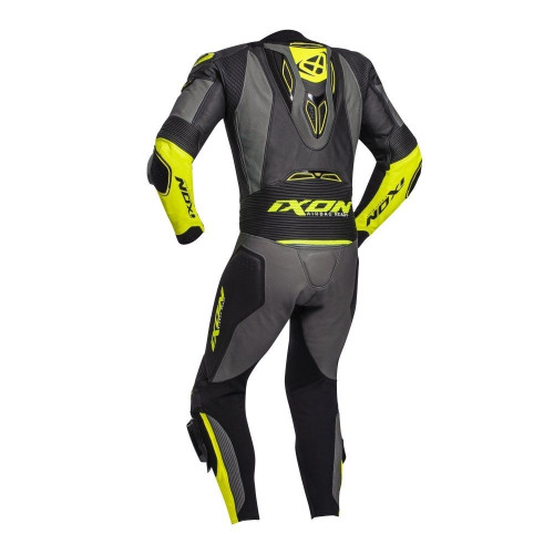 Costum (combinezon) motociclete barbati piele Ixon vara model Vendetta Evo MS culoare: negru/antracit/galben 2