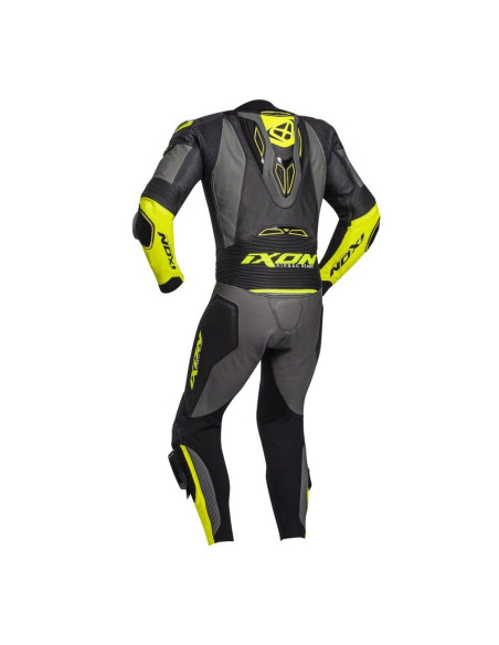 Costum (combinezon) motociclete barbati piele Ixon vara model Vendetta Evo MS culoare: negru/antracit/galben