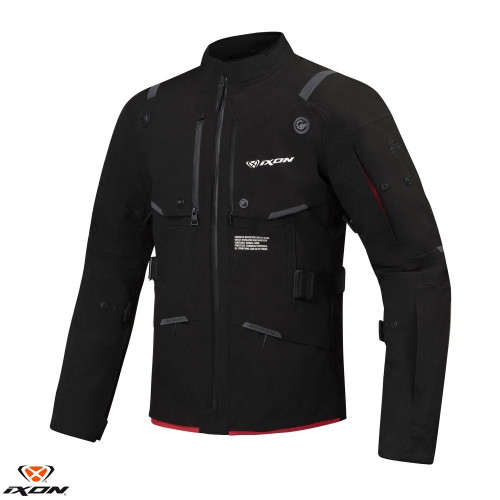 Geaca (jacheta) motociclete barbati Touring/Adventure Ixon All season model M-Skeid MS culoare: negru/rosu (geaca laminata water