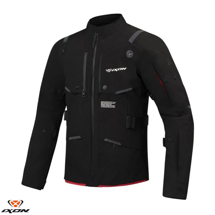 Geaca (jacheta) motociclete barbati Touring/Adventure Ixon All season model M-Skeid MS culoare: negru/rosu (geaca laminata water