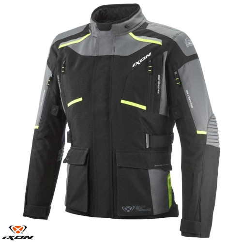 Geaca (jacheta) motociclete barbati Touring/Adventure Ixon All season model Midgard MS culoare: negru/gri/galben