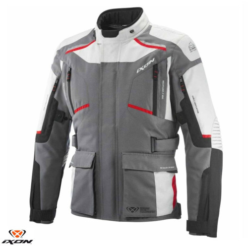 Geaca (jacheta) motociclete barbati Touring/Adventure Ixon All season model Midgard MS culoare: gri/negru/rosu