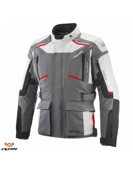 Geaca (jacheta) motociclete barbati Touring/Adventure Ixon All season model Midgard MS culoare: gri/negru/rosu