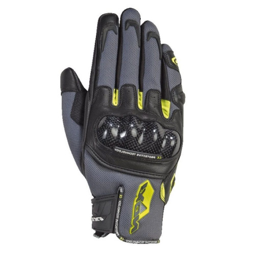 Manusi barbati Roadster vara piele/textil Ixon model RS Rise Air MS culoare: gri/negru/galben - degete tactile