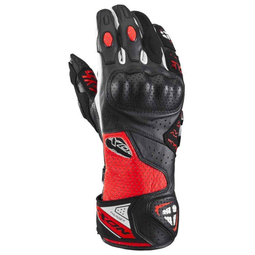 Manusi barbati Racing vara piele Ixon model Thunder Air MS culoare: negru/rosu/alb - degete tactile