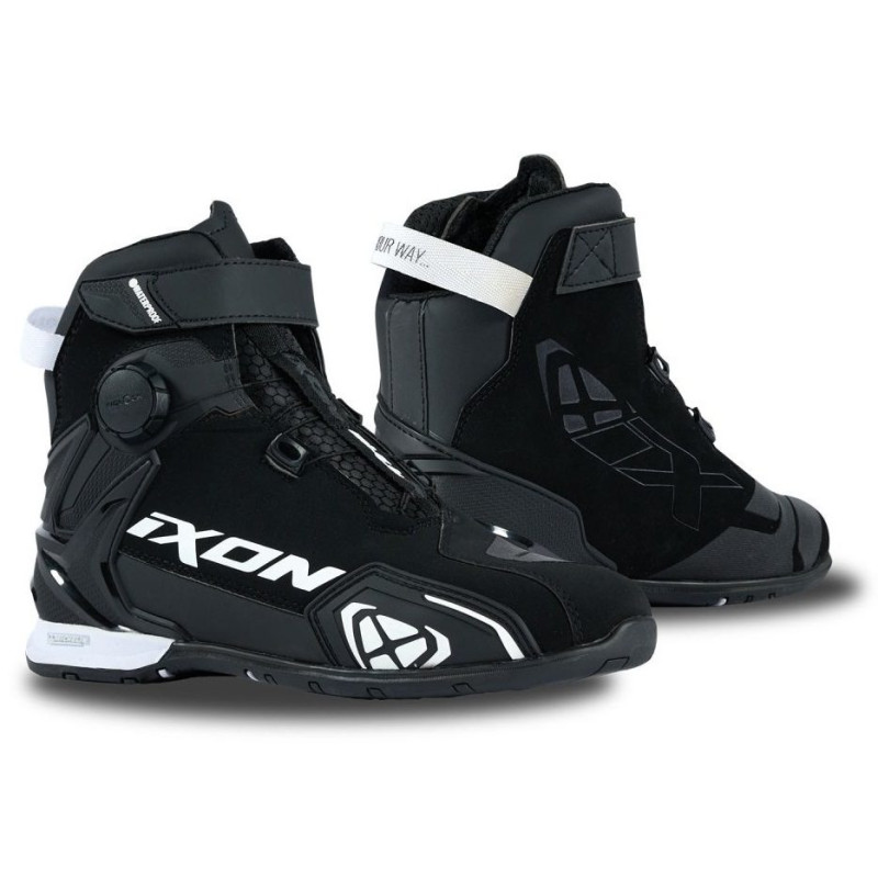 Ghete moto Roadster barbati All Season Ixon model Bull 2 WP MS culoare: negru/alb (100% waterproof)
