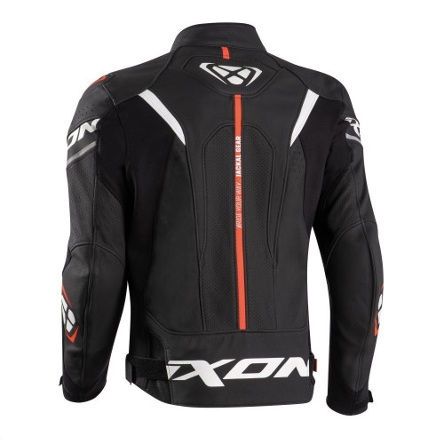 Geaca (jacheta) motociclete barbati piele Racing Ixon vara model Jackal JKT MS culoare: negru/alb/rosu 2