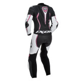 Costum (combinezon) motociclete femei piele Ixon vara model Vortex Lady LS culoare: negru/alb/fucshsia (roz)