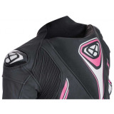Costum (combinezon) motociclete femei piele Ixon vara model Vortex Lady LS culoare: negru/alb/fucshsia (roz)