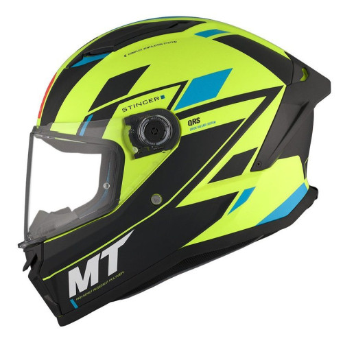 Casca integrala MT Stinger 2 Zivze C3 galben fluor mat - tip viziera: MT-V-28B - punctaj maxim SHARP Test – 5 stele