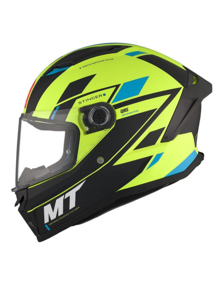 Casca integrala MT Stinger 2 Zivze C3 galben fluor mat - tip viziera: MT-V-28B - punctaj maxim SHARP Test – 5 stele