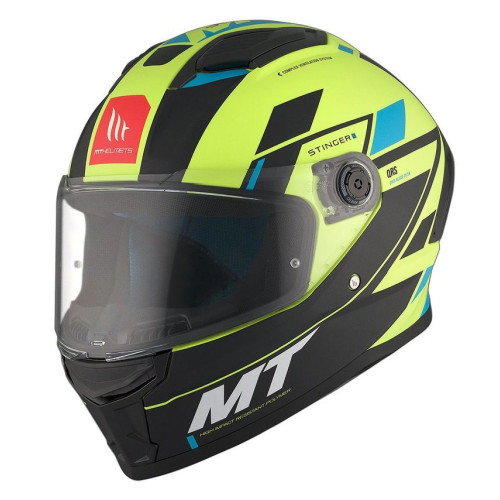 Casca integrala MT Stinger 2 Zivze C3 galben fluor mat - tip viziera: MT-V-28B - punctaj maxim SHARP Test – 5 stele 2