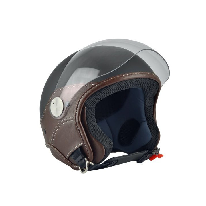 Casca open face (demi-jet) Max Helmets model DJ06 LS Vision (V2B) culoare: negru mat/maro (NOM) - 100% MADE IN ITALY