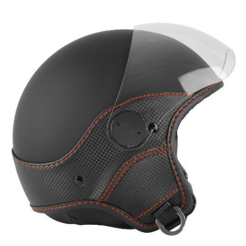 Casca open face (demi-jet) Max Helmets model DJ06 LS Vision Carbon culoare: negru mat/portocaliu (NOAR) - 100% MADE IN ITALY