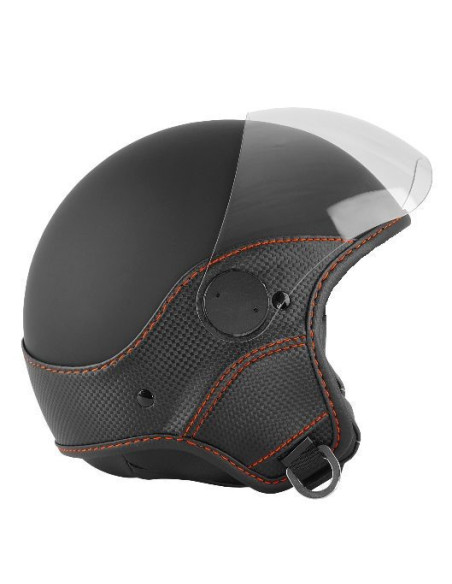 Casca open face (demi-jet) Max Helmets model DJ06 LS Vision Carbon culoare: negru mat/portocaliu (NOAR) - 100% MADE IN ITALY