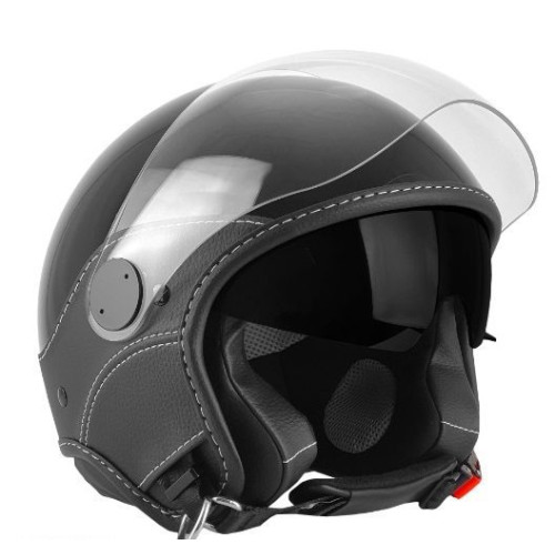 Casca open face (demi-jet) Max Helmets model DJDV06 LS Vision SV (ochelari soare integrati) culoare: negru lucios (002) - 100% M