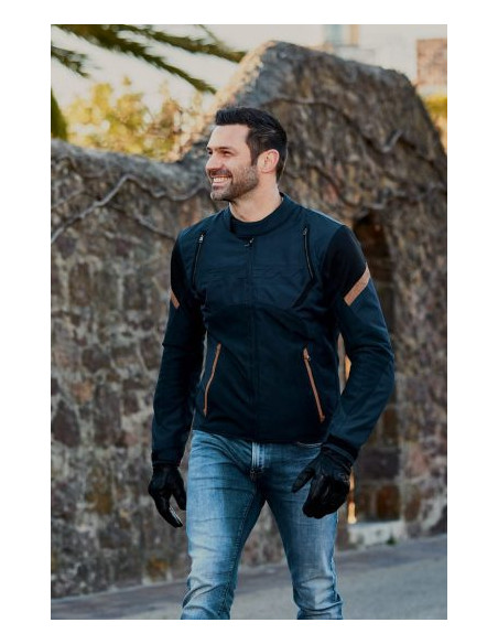 Geaca (jacheta) motociclete barbati Urban/Heritage Ixon mid-season model Striker Retro WP MS culoare: negru/navy/maro