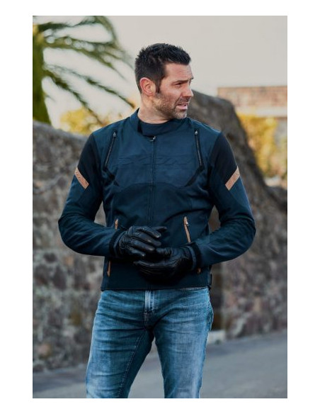 Geaca (jacheta) motociclete barbati Urban/Heritage Ixon mid-season model Striker Retro WP MS culoare: negru/navy/maro
