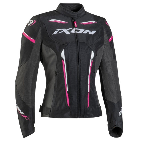 Geaca (jacheta) motociclete femei Racing/Roadster Ixon vara model Striker AIR WPL LS culoare: negru/fuchsia (roz)