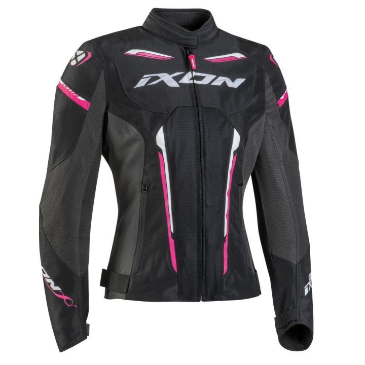 Geaca (jacheta) motociclete femei Racing/Roadster Ixon vara model Striker AIR WPL LS culoare: negru/fuchsia (roz)