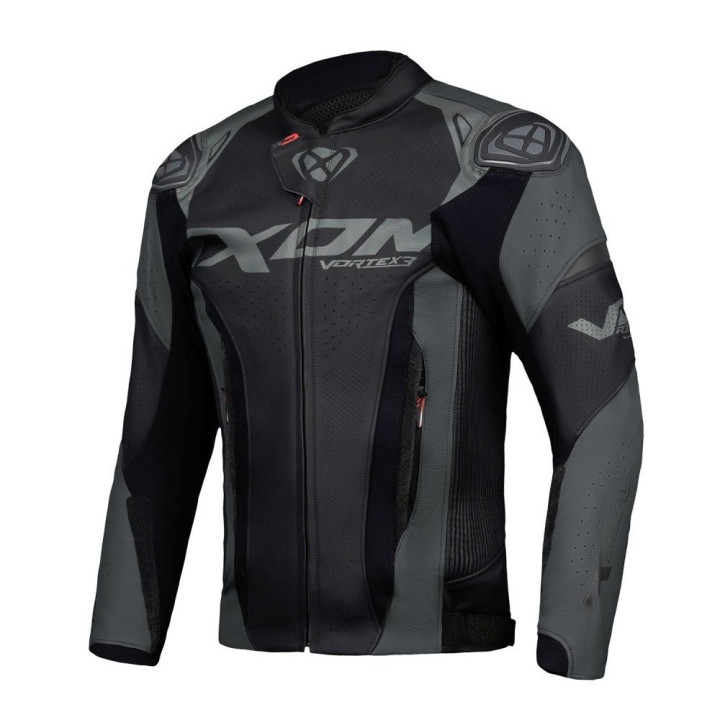 Geaca (jacheta) motociclete barbati piele Racing Ixon vara model Vortex 3 MS culoare: negru