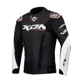 Geaca (jacheta) motociclete barbati piele Racing Ixon vara model Vortex 3 MS culoare: negru/alb
