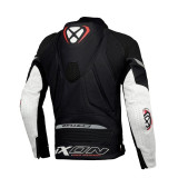 Geaca (jacheta) motociclete barbati piele Racing Ixon vara model Vortex 3 MS culoare: negru/alb