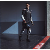 Geaca (jacheta) motociclete barbati piele Racing Ixon vara model Vortex 3 MS culoare: negru/alb