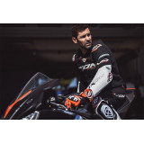 Geaca (jacheta) motociclete barbati piele Racing Ixon vara model Vortex 3 MS culoare: negru/alb