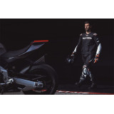 Geaca (jacheta) motociclete barbati piele Racing Ixon vara model Vortex 3 MS culoare: negru/alb