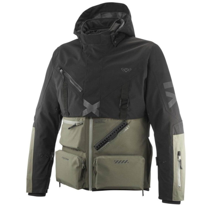 Geaca (jacheta) motociclete barbati Touring/Adventure Ixon All season model Etna MS culoare: khaki/negru - concept modular (geac