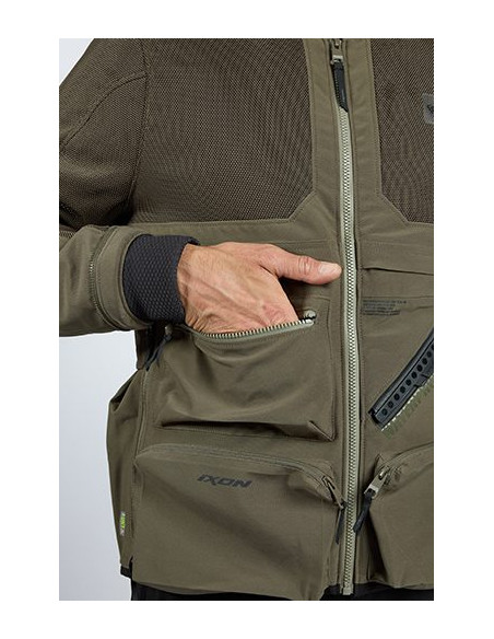 Geaca (jacheta) motociclete barbati Touring/Adventure Ixon All season model Etna MS culoare: khaki/negru - concept modular (geac