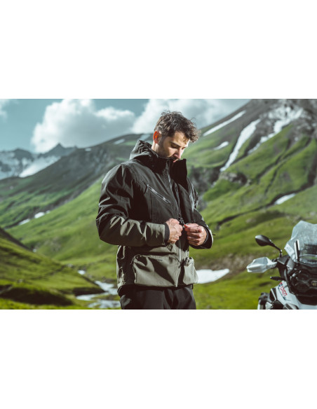 Geaca (jacheta) motociclete barbati Touring/Adventure Ixon All season model Etna MS culoare: khaki/negru - concept modular (geac