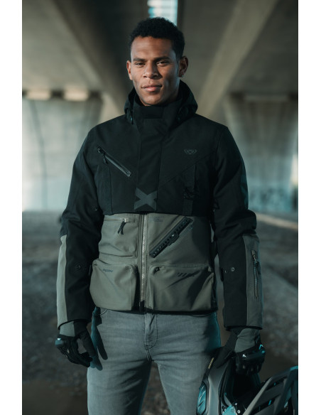 Geaca (jacheta) motociclete barbati Touring/Adventure Ixon All season model Etna MS culoare: khaki/negru - concept modular (geac