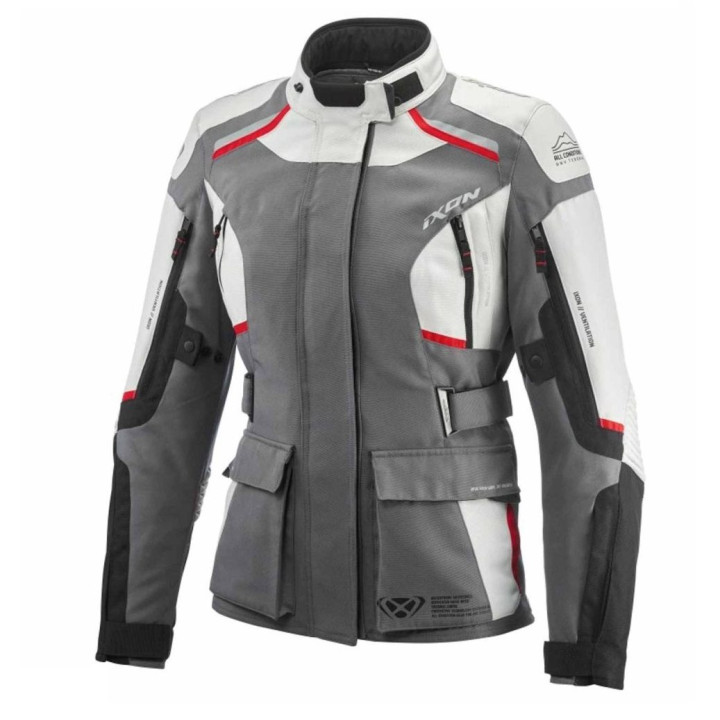 Geaca (jacheta) motociclete femei Touring/Adventure Ixon All season model Midgard LS culoare: gri/negru/rosu