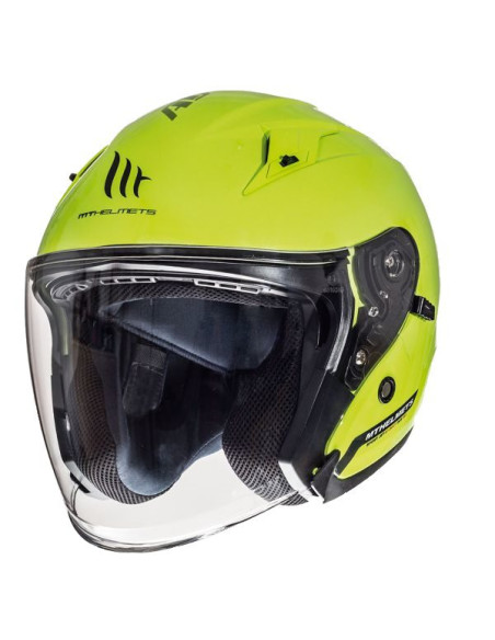Casca open face motociclete MT Avenue SV galben fluor lucios (ochelari soare integrati)