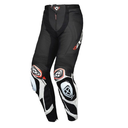 Pantaloni motociclete barbati piele Racing Ixon vara model Vortex 3 MS culoare: negru/alb