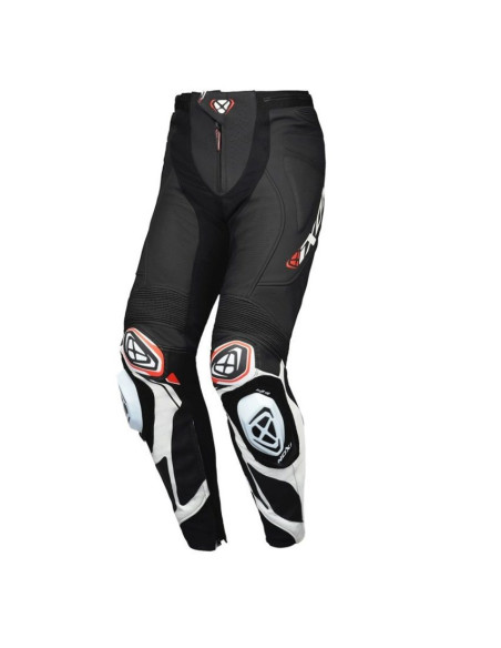 Pantaloni motociclete barbati piele Racing Ixon vara model Vortex 3 MS culoare: negru/alb