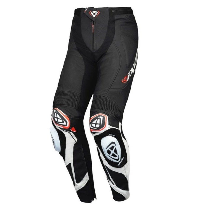 Pantaloni motociclete barbati piele Racing Ixon vara model Vortex 3 MS culoare: negru/alb