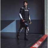 Pantaloni motociclete barbati piele Racing Ixon vara model Vortex 3 MS culoare: negru/alb