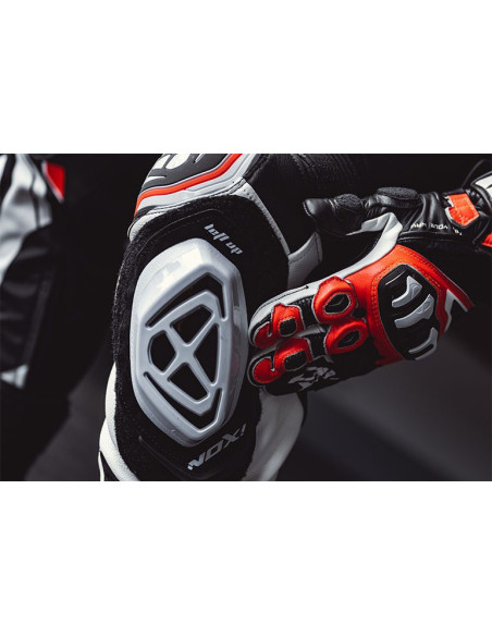 Pantaloni motociclete barbati piele Racing Ixon vara model Vortex 3 MS culoare: negru/alb
