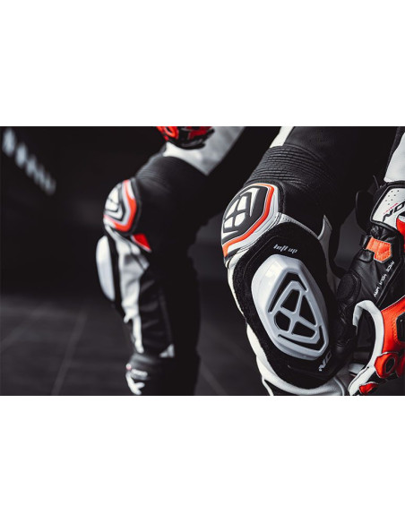 Pantaloni motociclete barbati piele Racing Ixon vara model Vortex 3 MS culoare: negru/alb