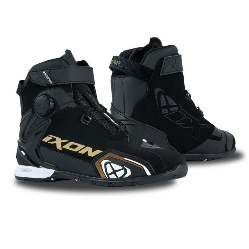 Ghete moto Roadster femei All Season Ixon model Bull 2 WP LS culoare: negru/alb/auriu (100% waterproof)